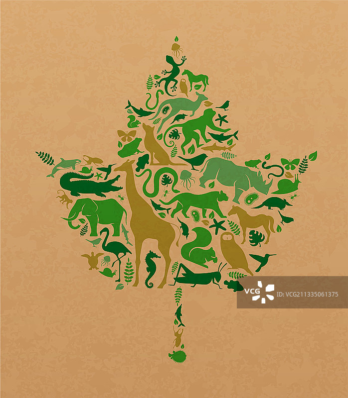 绿色野生动物图标回收纸叶形图片素材