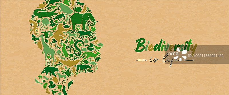 绿色野生动物图标再生纸头部形状图片素材