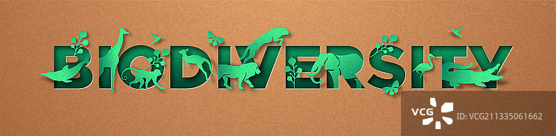 生物多样性绿色剪纸动物自然概念图片素材