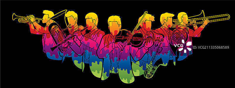 乐团乐器卡通人物合集图片素材