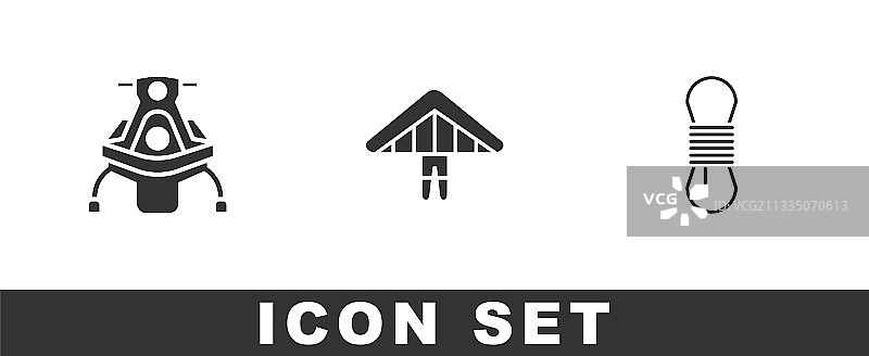 雪地摩托滑翔机和登山绳图标图片素材