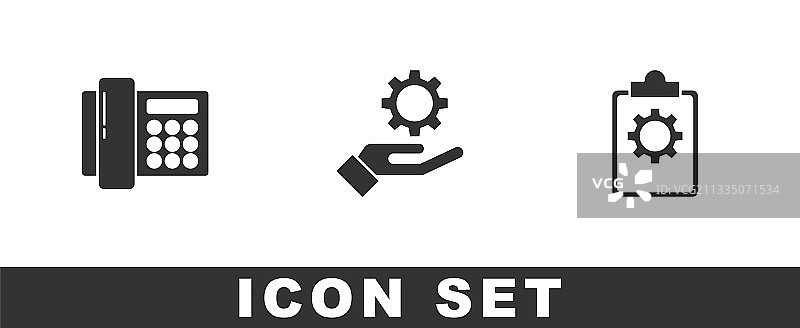 手中的电话设置和清单组合图片素材