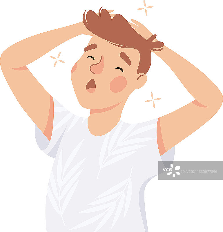 昏昏欲睡的男人伸展和打呵欠，感到需要图片素材