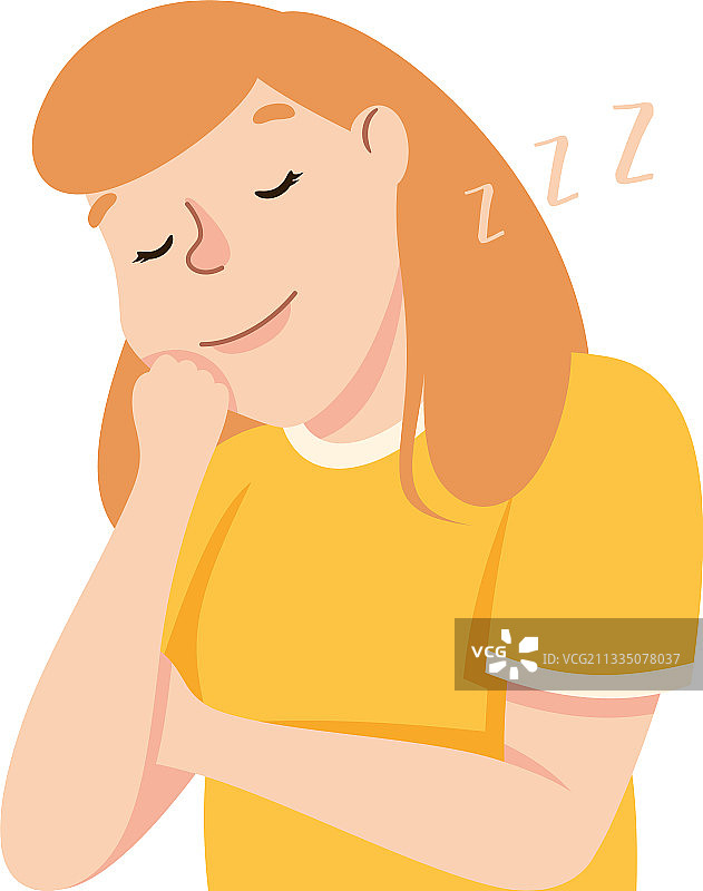 年轻女人打瞌睡，手托着头图片素材