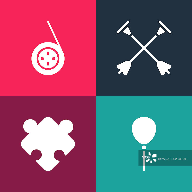 波普艺术气球与丝带拼图图片素材