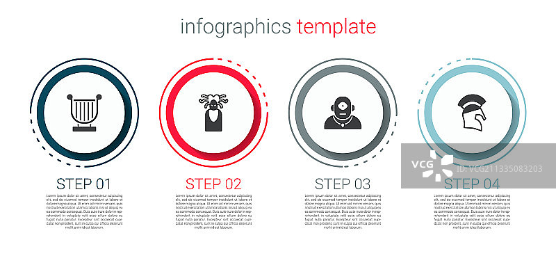 古代里拉琴美杜莎戈尔工独眼巨人与希腊套装图片素材