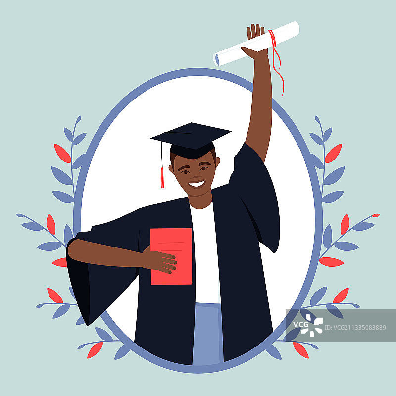 快乐的非洲裔美国毕业生图片素材