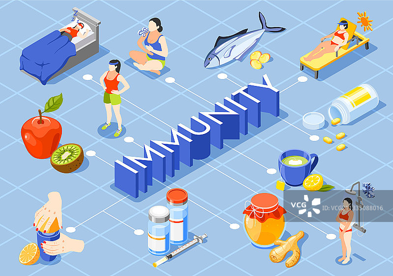 增强免疫力等距组合图片素材