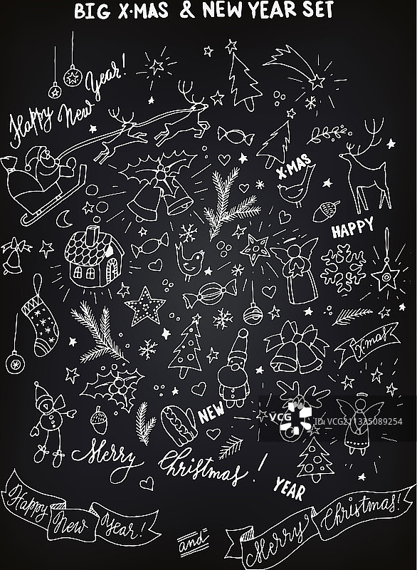 圣诞节涂鸦设计元素集图片素材