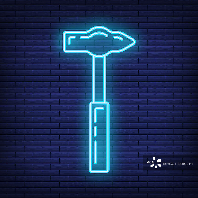 霓虹锤子建筑维修工具图标概念图片素材