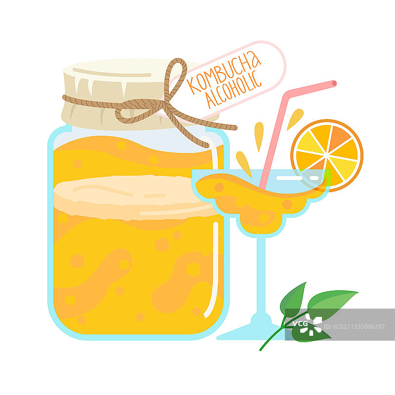 含酒精的康普茶和柑橘鸡尾酒图片素材