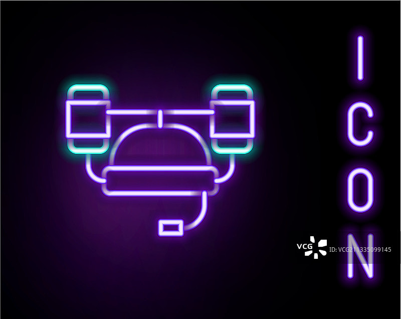 发光霓虹线条免提啤酒头盔图标图片素材