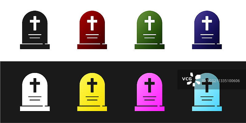 黑色背景上的十字架墓碑图标图片素材