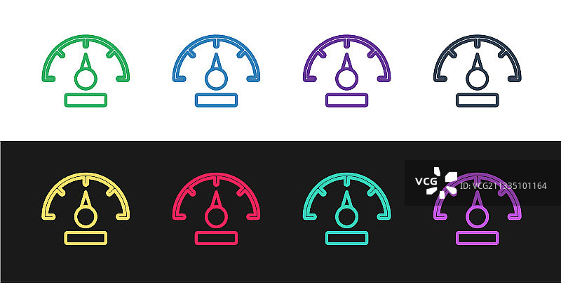 黑色背景上的线条车速表图标图片素材