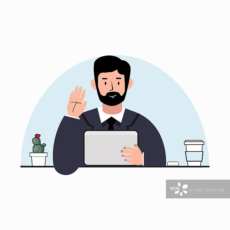 手放在胸前的商人图片素材