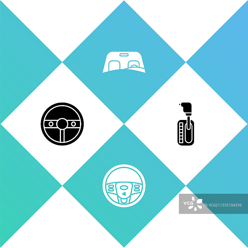 方向盘、汽车挡风玻璃和齿轮图片素材