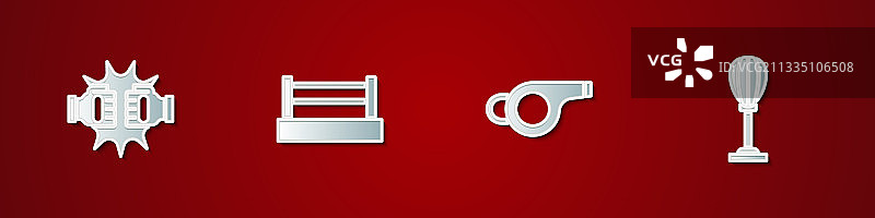 拳击手套拳击台和哨子合集图片素材