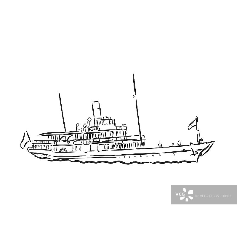 轮船蒸汽船简笔画图片素材