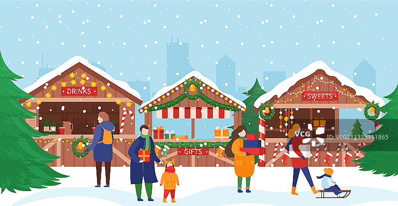 圣诞市场的人群图片素材