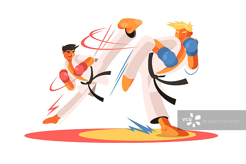 男人和空手道格斗图片素材