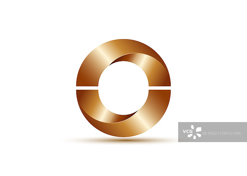 有光泽的3D青铜金属半圆Logo设计图片素材