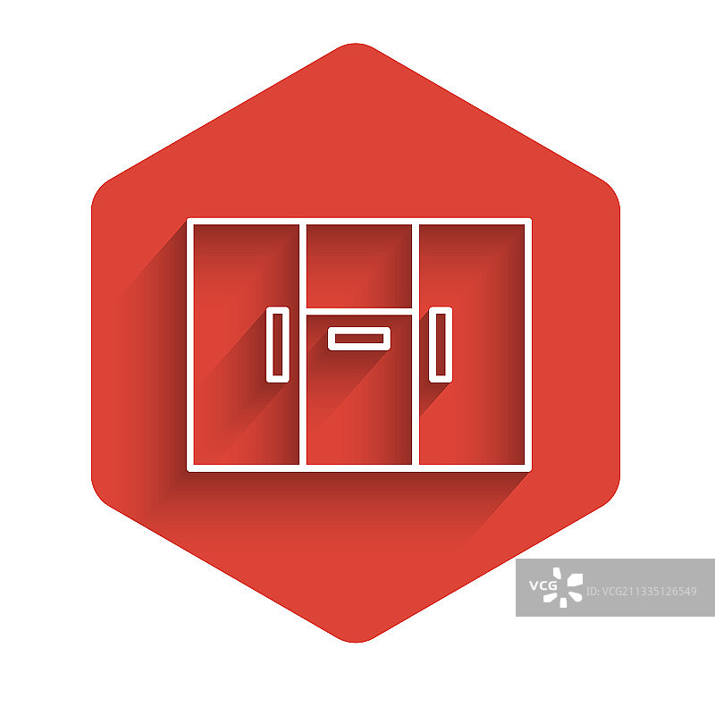 带长阴影的白色线条衣柜图标图片素材