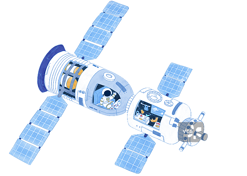 神舟飞船飞行器元素太空科技插画图片素材