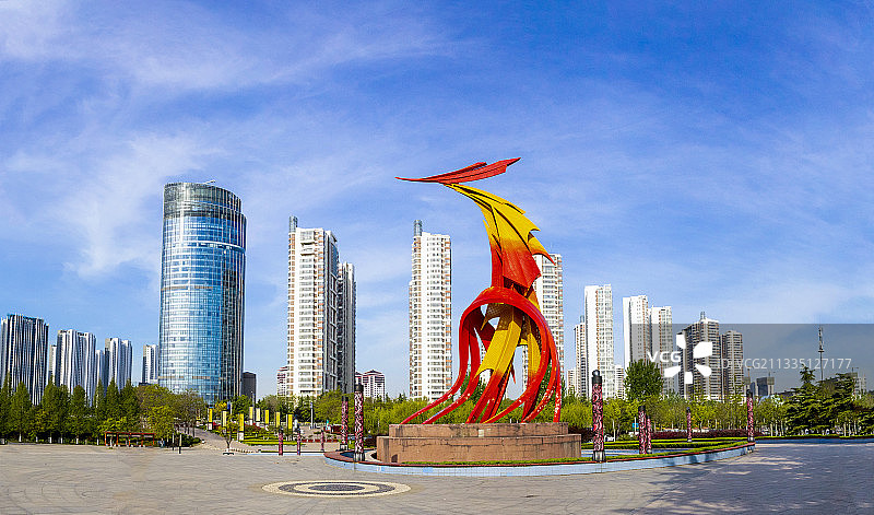 山东省临沂市凤凰广场标志风景图片素材