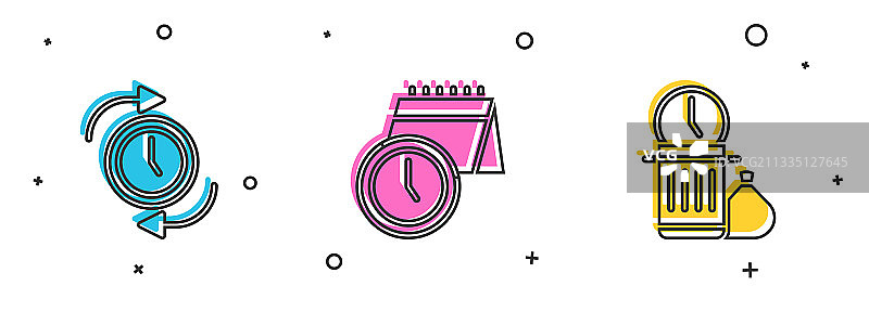 带箭头的时钟日历和废弃物素材图片素材