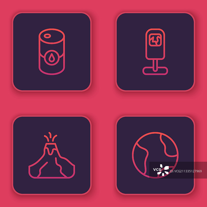 火山熔岩油桶线条组合图片素材