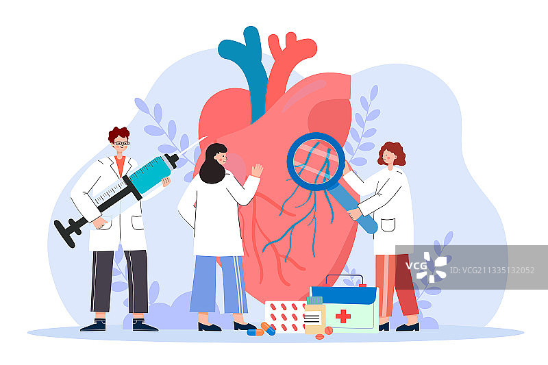 医生治疗心脏相关疾病矢量插画图片素材