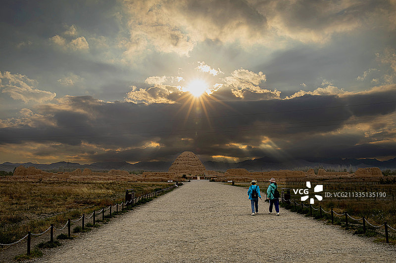 宁夏贺兰山西夏王陵航拍图片素材