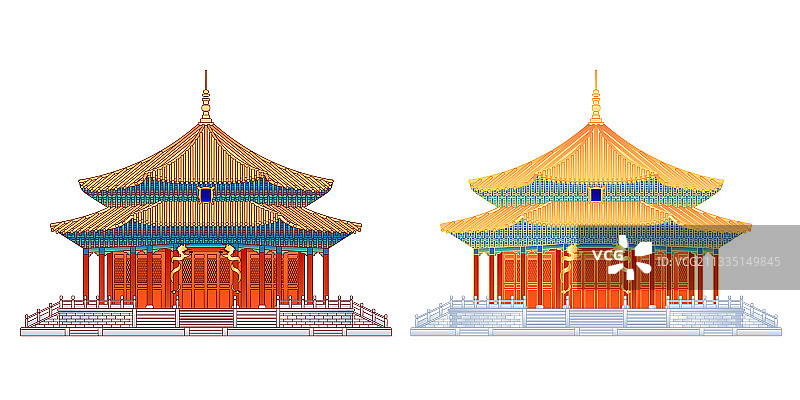 沈阳故宫古建筑矢量插画图片素材