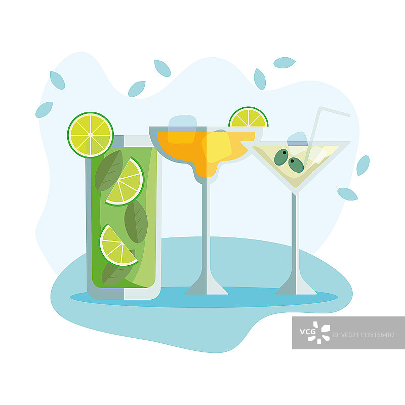 三杯鸡尾酒图片素材