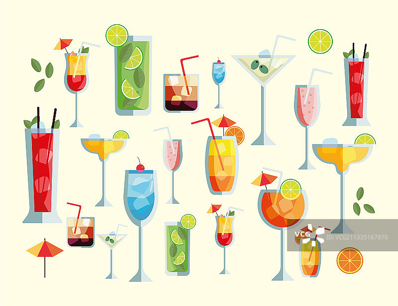热带鸡尾酒图案图片素材