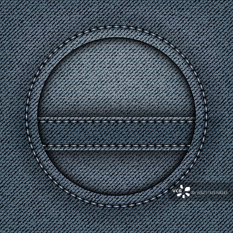 蓝色牛仔圆形缝线画框图片素材