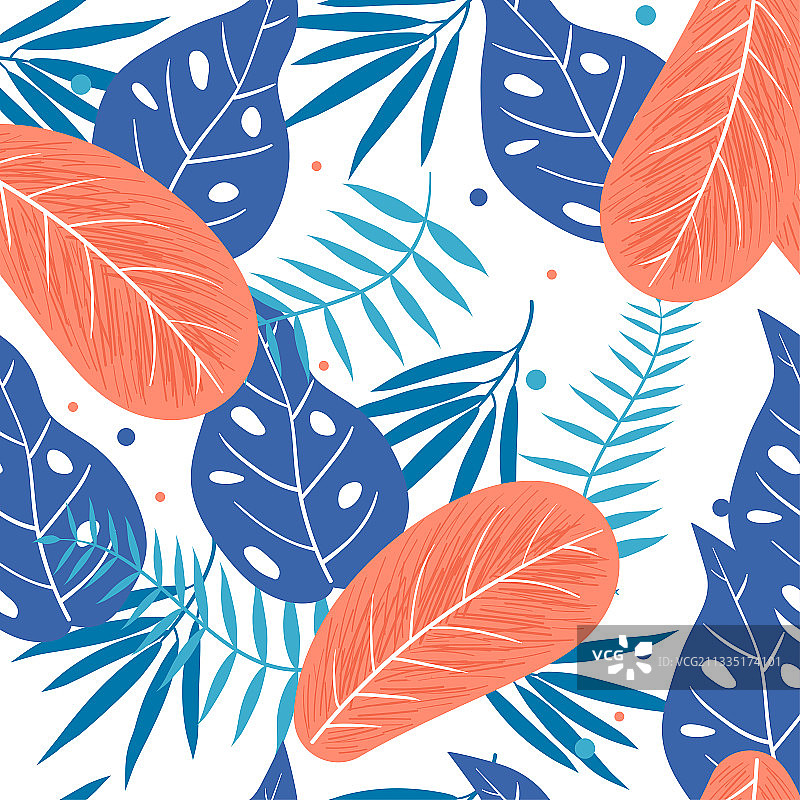 无缝图案植物叶子纹理布料包装设计插图背景图片素材