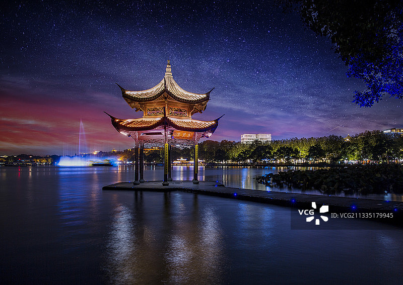 夜色西湖图片素材