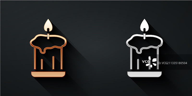 金色银色烛台燃烧的蜡烛图标图片素材