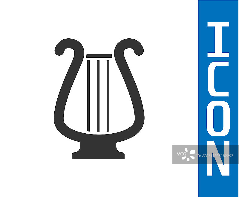 白色背景上的灰色古希腊七弦琴图标图片素材