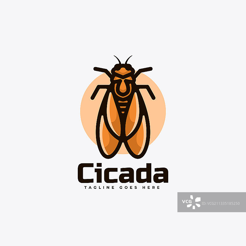 蝉的简约吉祥物风格标志图片素材