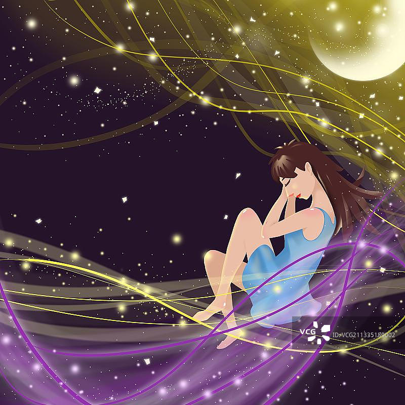 世界睡眠日女孩插画图片素材