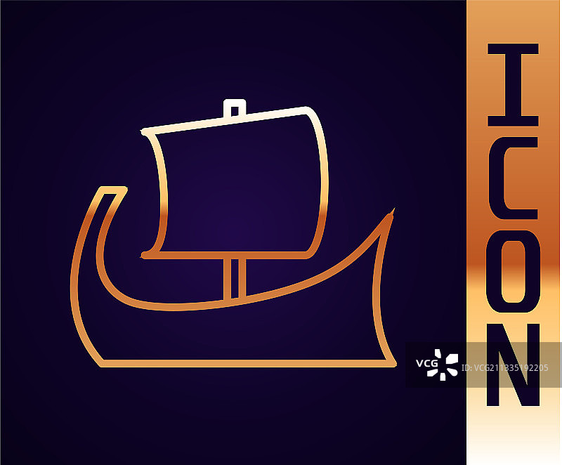 金色线条古希腊三列桨战舰图标图片素材