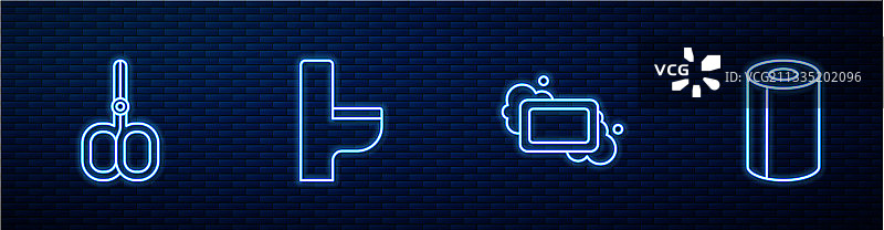 肥皂、指甲剪和马桶线条组合图片素材