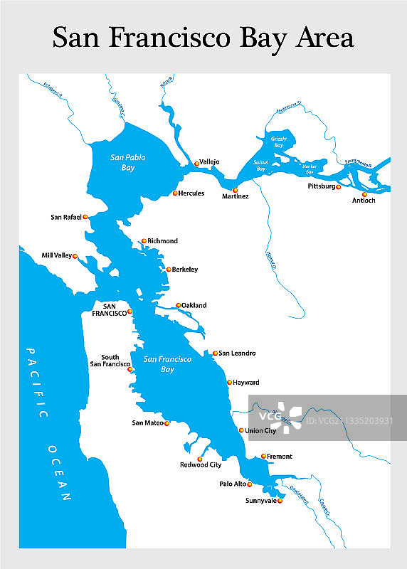 旧金山湾区地图图片素材