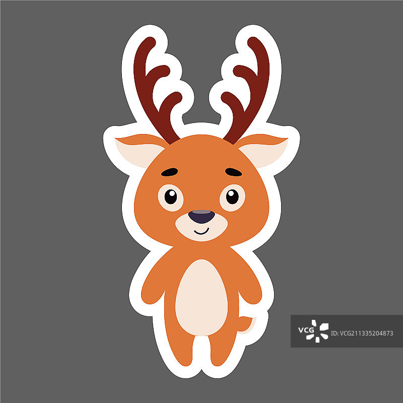可爱小鹿卡通动物贴纸图片素材