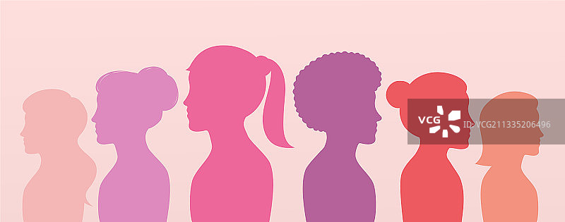 女性侧面轮廓群组图片素材