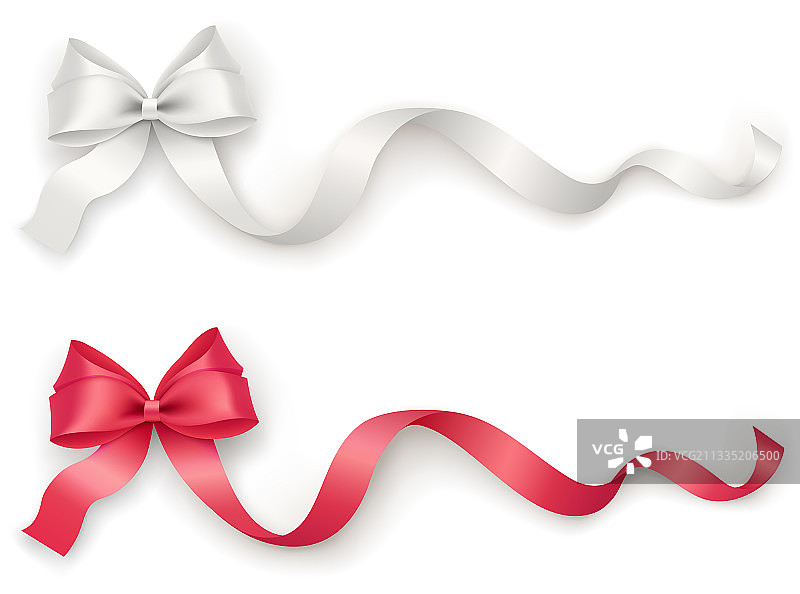 红色装饰长丝带蝴蝶结图片素材
