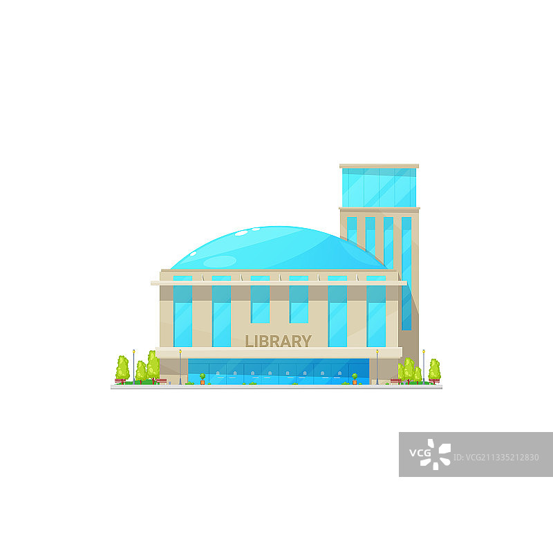 带圆顶的图书馆建筑外观图片素材
