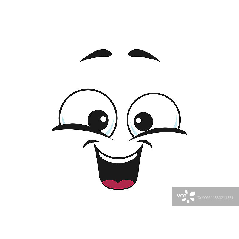 快乐的卡通面部孤立图标，灿烂的笑容图片素材